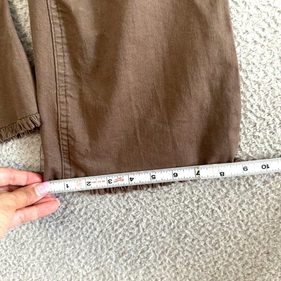 Subdued Soft Flare Jeans Womens High Rise Smile Brown Raw Hems Stretch - Picture 6 of 16